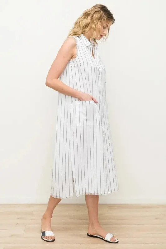 Round-neck dresses for womenReady for the Beach Striped Midi Dress