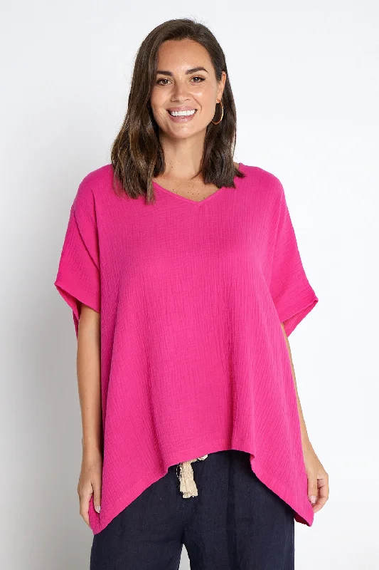 Water-resistant women's topsFiji Cotton Muslin Top - Hot Pink