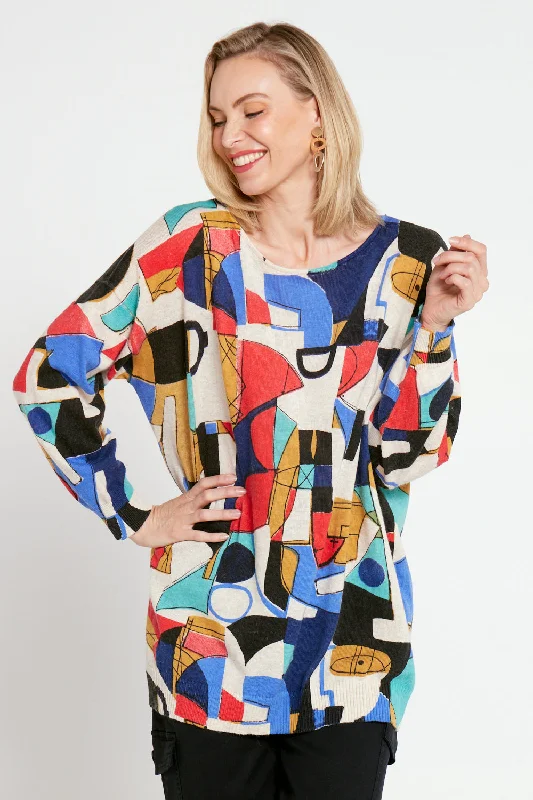 Autumn women's topsJasper Knit Top - Kandinsky