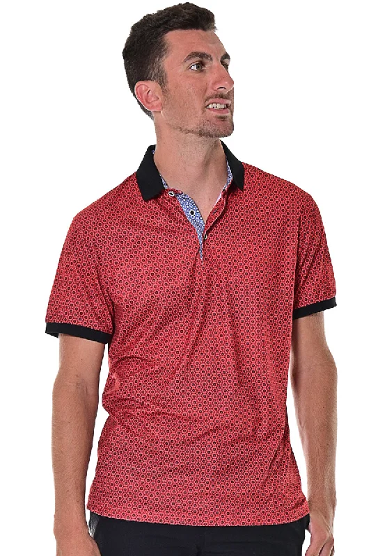 Plus-size women's topsMen's Short Sleeve Polo Shirt Modern Pattern Red/Black - MKT1577