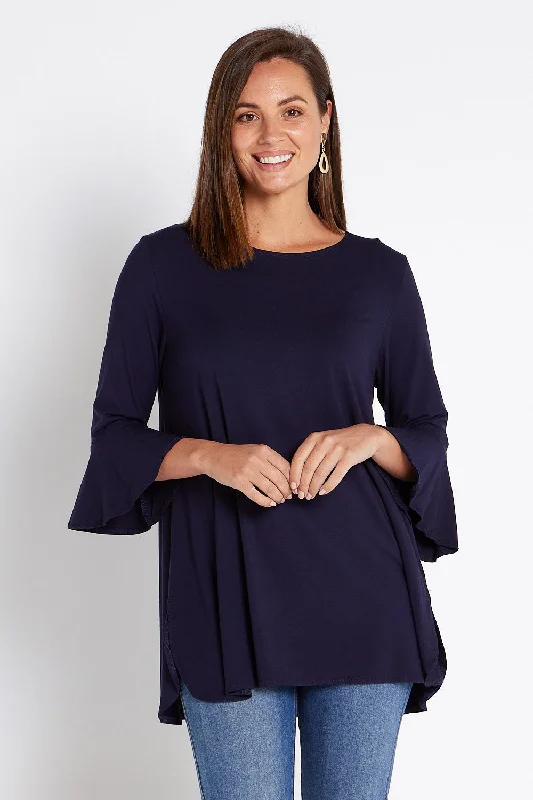 Earth-tone women's topsLacey Bamboo Top - Navy