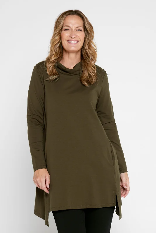 Embellished women's topsJoslin Cowl Tunic - Khaki