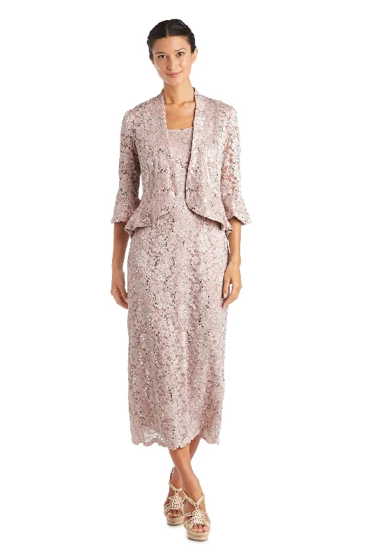 Long flowy dresses for womenPetite Women's Sequin Lace Midi Jacket Dress - Mother Of The Bride Dress