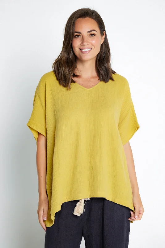 Winter women's topsFiji Cotton Muslin Top - Chartreuse