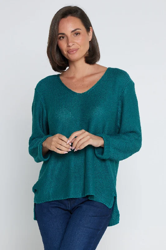 Statement women's topsEmmy Cotton Knit Jumper - Teal