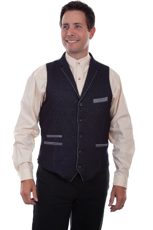 Scully Mens Blue Cotton Blend 4 Pkt Vest