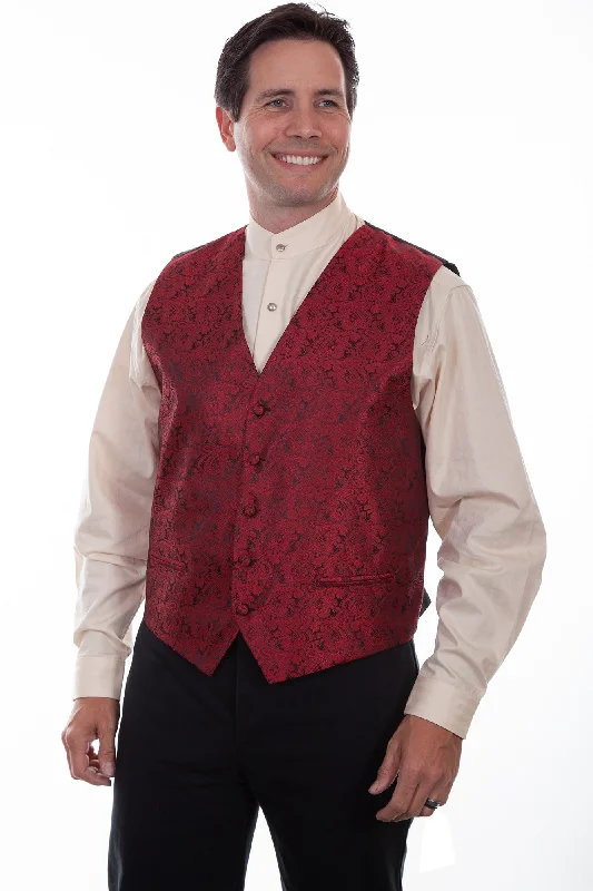 Scully Mens Red Polyester Paisley Vest