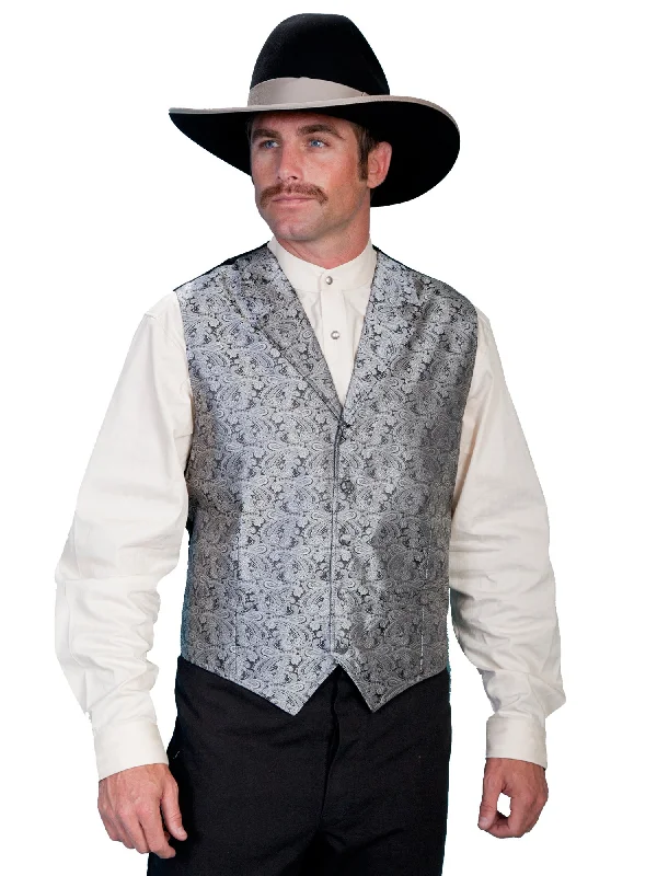 Scully Rangewear Mens Grey Polyester Paisley Old West Vest