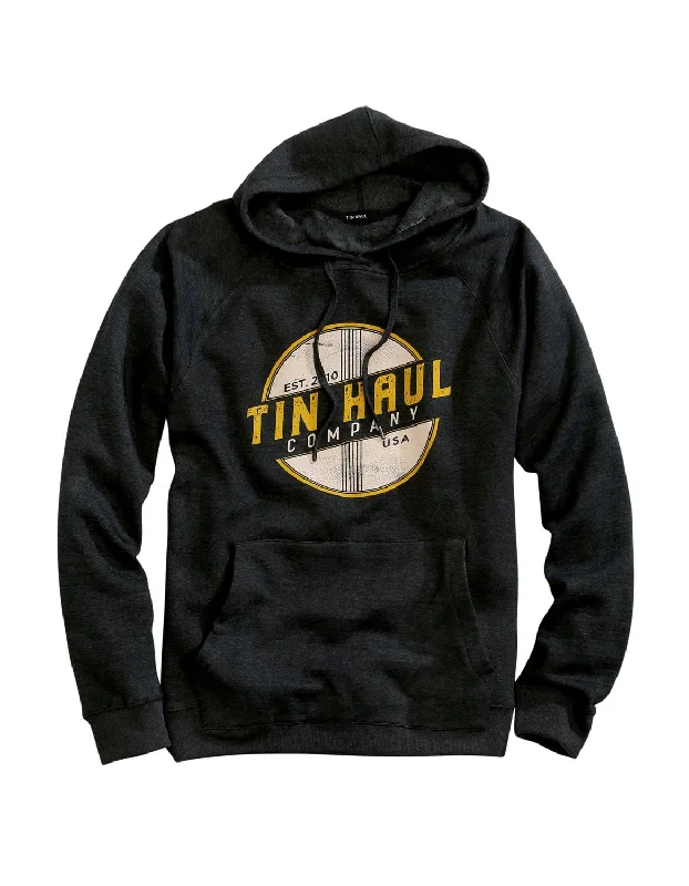 Tin Haul Mens Charcoal Grey Cotton Blend Thru It Logo Hoodie