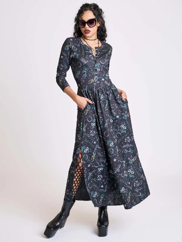 Bohemian women's dressesBat's Garden Henley Dress