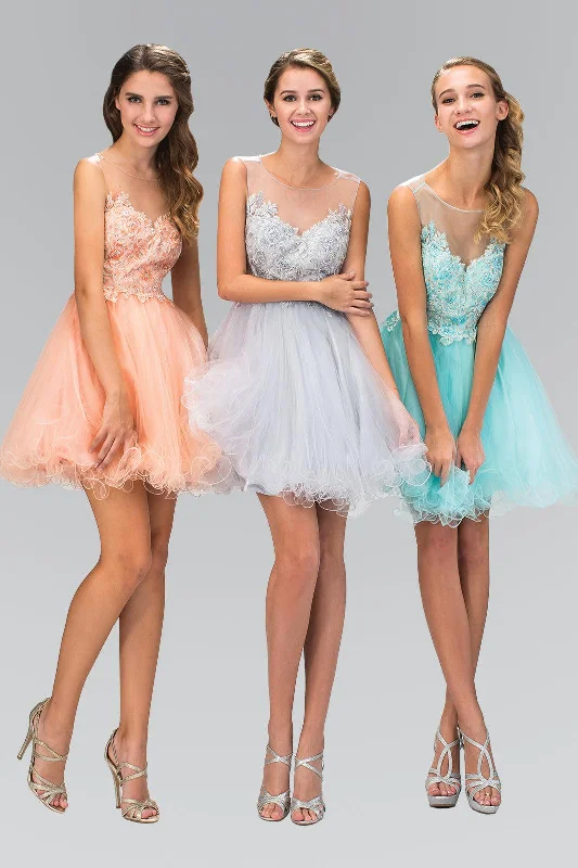 Solid color dresses for womenBeaded Floral Applique Tulle Dress Sale